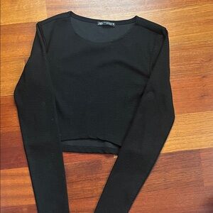 Zara Black Long Sleeve Crop Top
